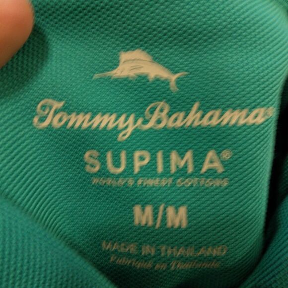 Tommy Bahama shirt mens M Medium teal green supima cotton blend short sleeve - Picture 6 of 8